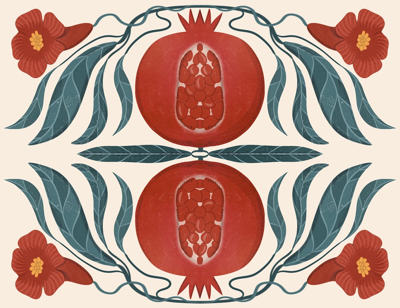 Tray design with botanical ornament