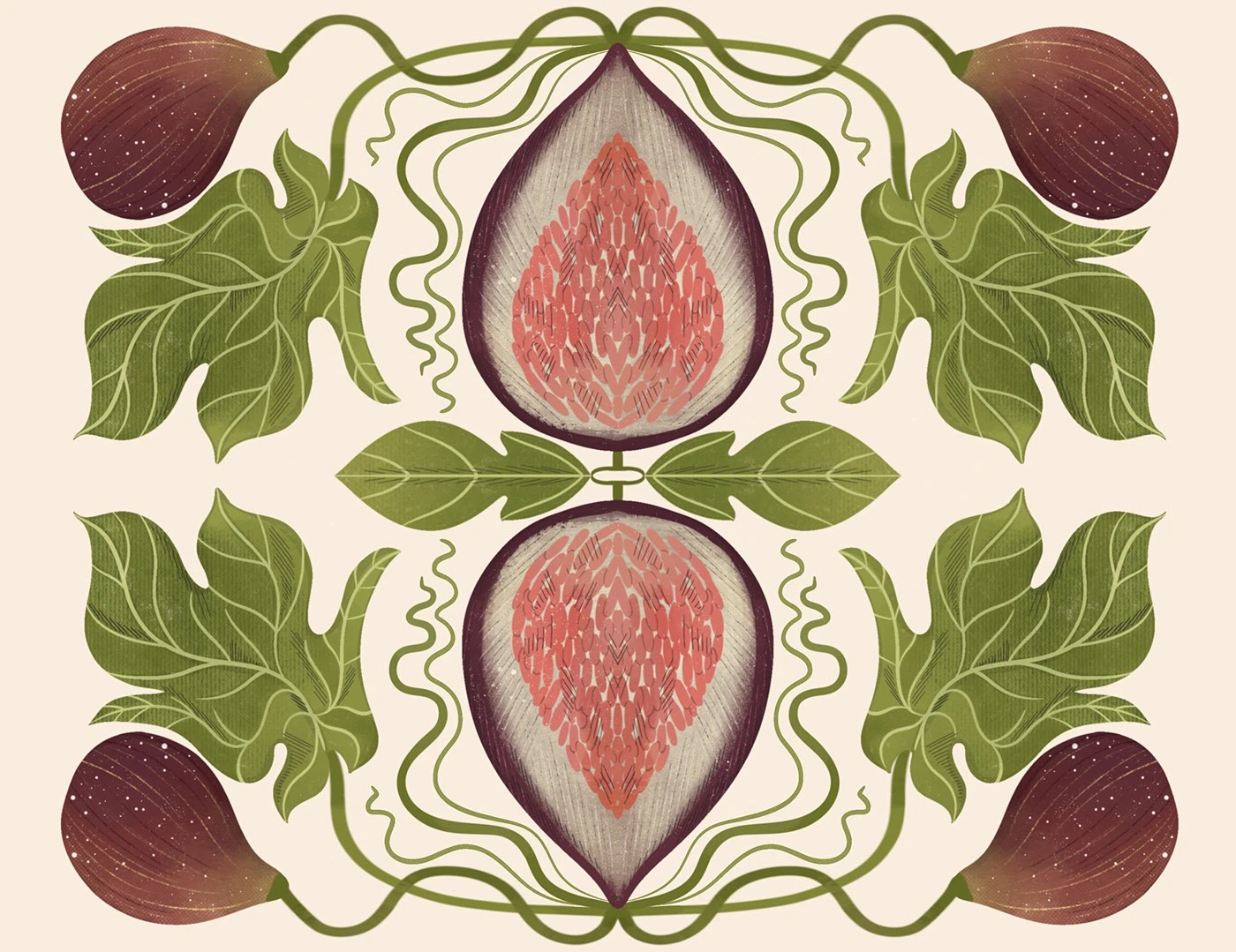 Ornamental illustration with plant forms