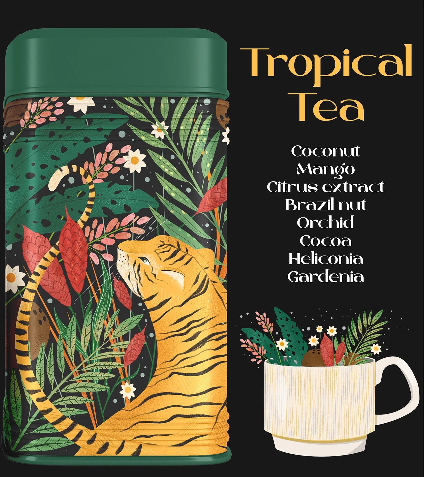 Illustrated tea jar label